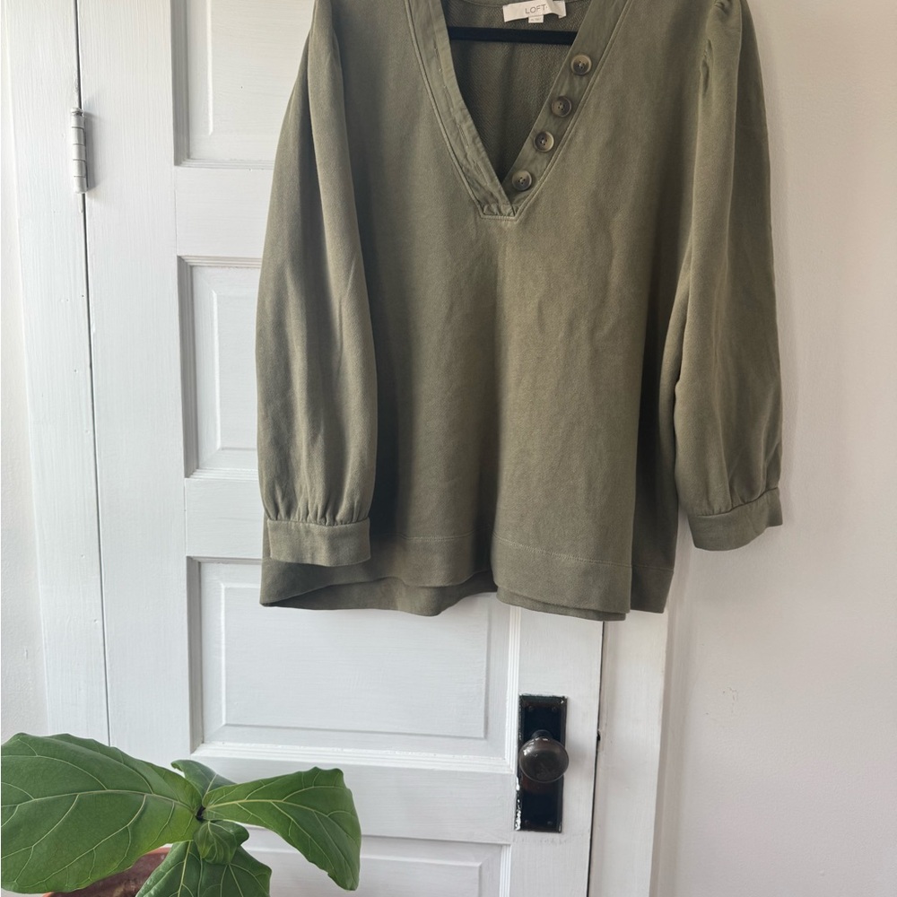 LOFT XL Olive Color Cotton Sweater